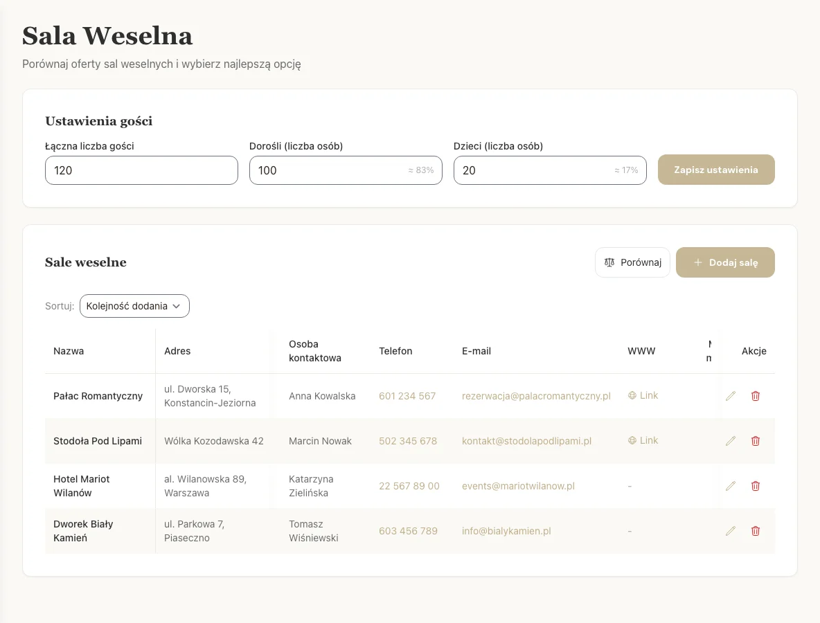 Porównywarka usługodawców