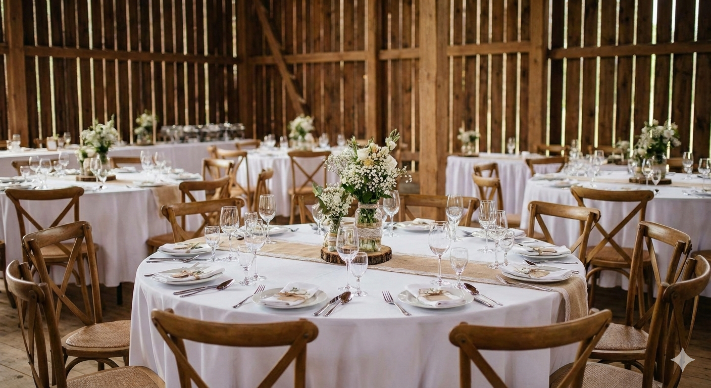 Romantyczny stół weselny ze świecami i kwiatami